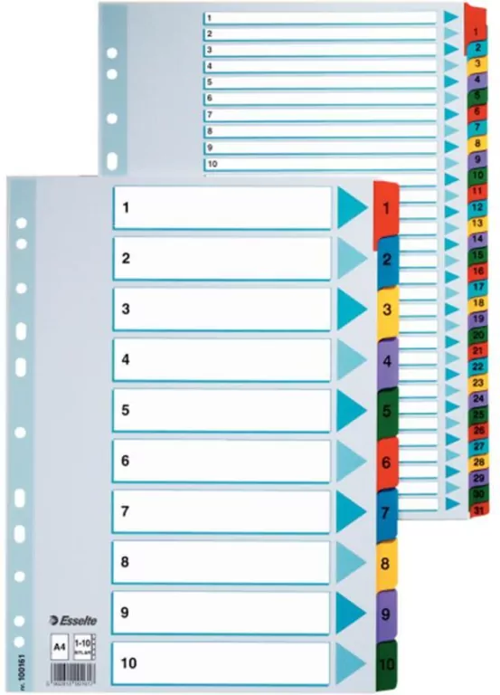 Esselte. Przekładki kartonowe A4, A-Z biały - tantis.pl