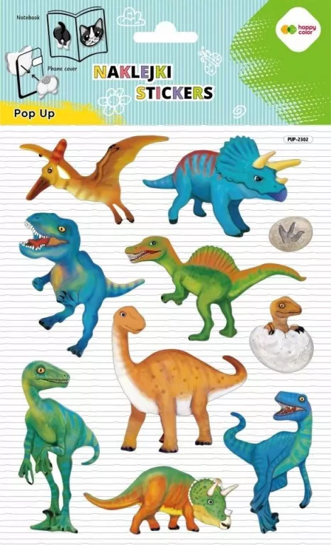 Naklejki 3D Pop Up Dino World 146x240 HAPPY COLOR - tantis.pl