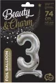 Balon foliowy 3, stojący, srebrny, 74 cm - tantis.pl