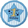 Balon foliowy 1St Birthday, niebieski 45 cm - tantis.pl