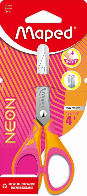 Nożyczki szkolne Neon Soft 13cm mix MAPED - tantis.pl