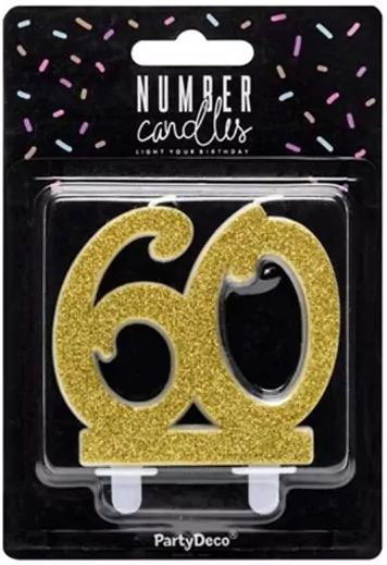 Świeczka urodzinowa liczba 60 złota 7,5cm - tantis.pl
