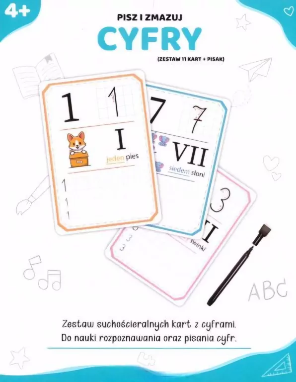 Cyfry. Pisz i zmazuj. 4+ - tantis.pl