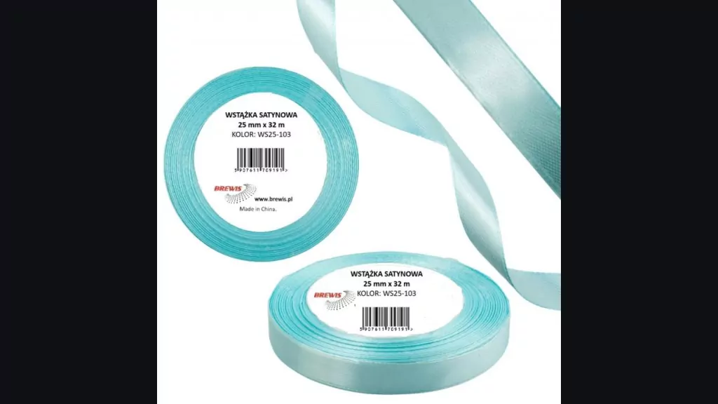 Wstążka satynowa 25mm/32m baby blue - tantis.pl