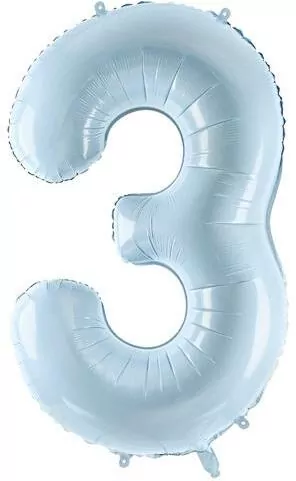 Balon foliowy cyfra 3 72cm jasny niebieski - tantis.pl
