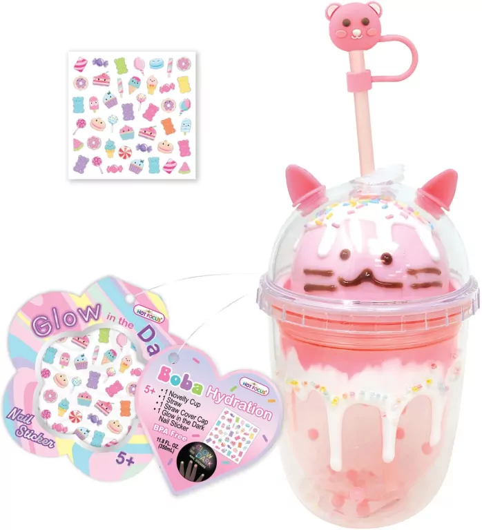 Kubek ze słomką i naklejkami Kotek 350ml - tantis.pl