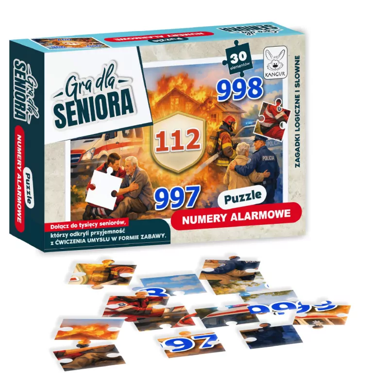Gra dla Seniora. Puzzle Numery Alarmowe - tantis.pl