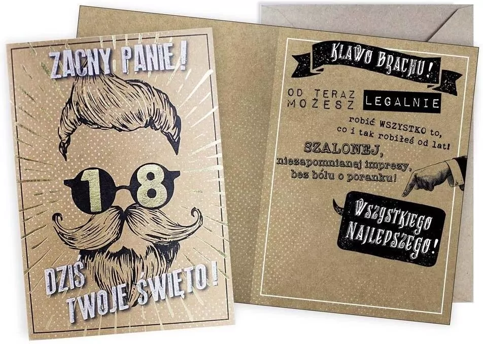 Kukartka. Karnet. Urodziny 18 - tantis.pl