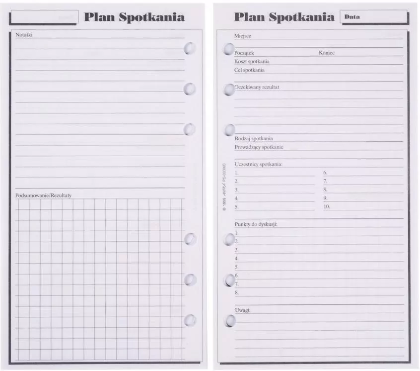 Wkład do organizera ST. Plan spotkań - tantis.pl