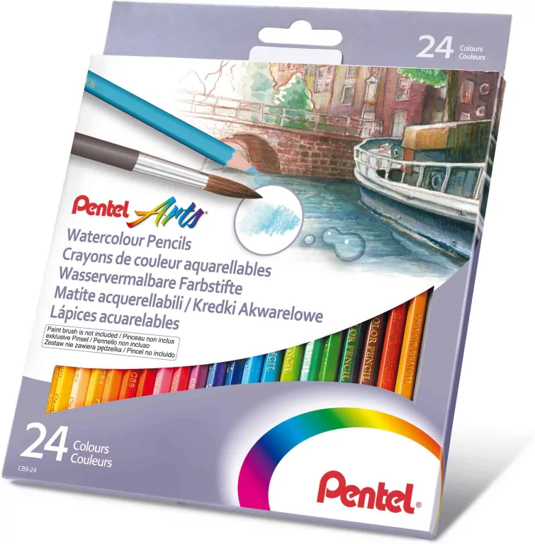 Kredki akwarelowe 24 kolory PENTEL - tantis.pl