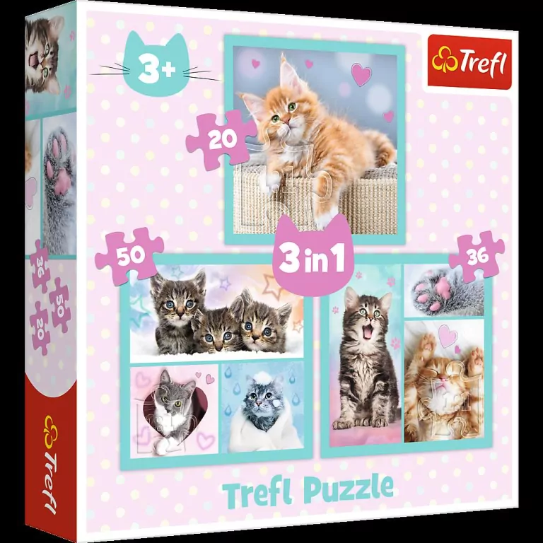 Trefl. Puzzle 3w1. Słodkie zwierzaki - tantis.pl