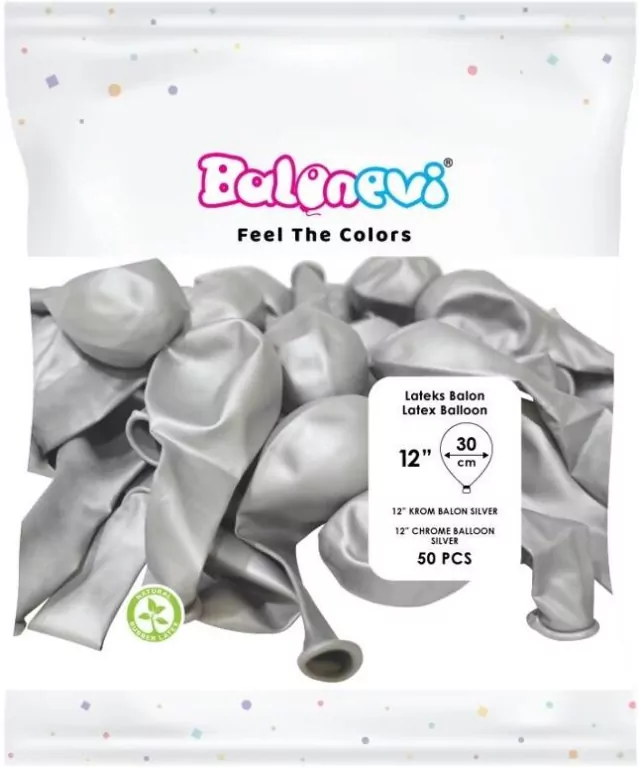Balony lateksowe Chrome srebrne 25cm - tantis.pl