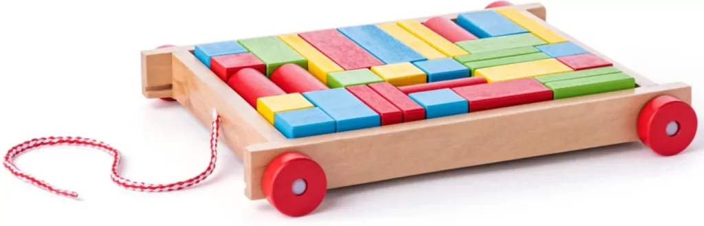Wózek z klockami kolor 34 elementy - tantis.pl