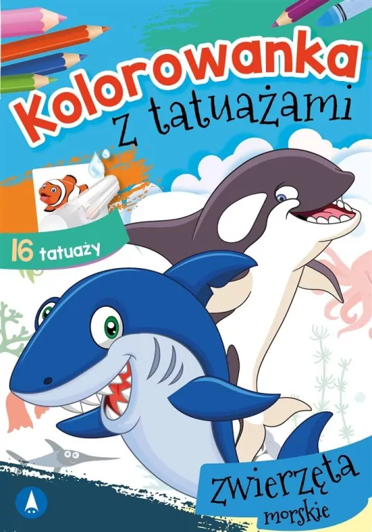 Zwierzęta morskie. Kolorowanka z tatuażami - tantis.pl