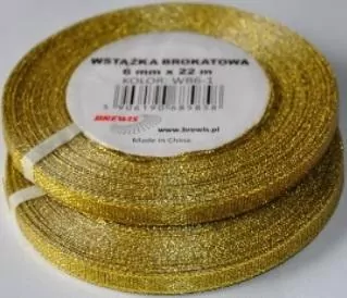 Wstążka brokatowa złota 6mmx22m - tantis.pl