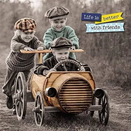 Kartka holograficzna 3D - Boys in car - tantis.pl
