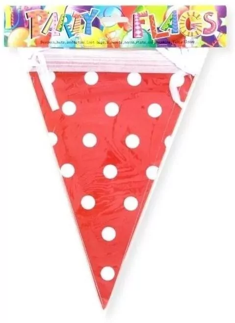 Girlanda flagi w kropki czerwona 27.5cmx6m - tantis.pl