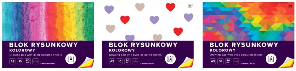 Blok rysunkowy kolorowy A3 10 barwiony w masie p10, cena za - tantis.pl