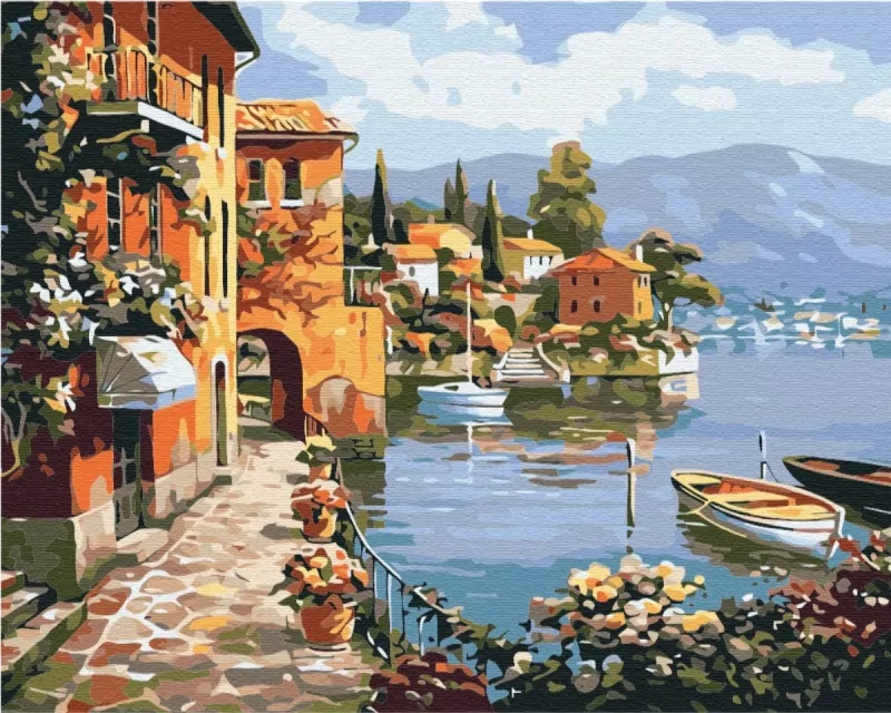 Malowanie po numerach BRUSHME 40x50 cm Przytulne Miasto Nadmorskie - tantis.pl