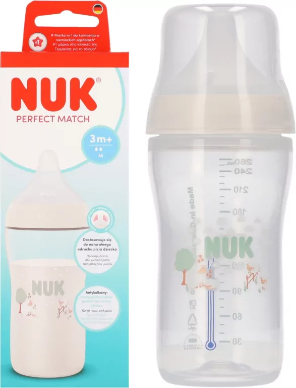 NUK. Perfect Match. Butelka z silikonowym smoczkiem. 260 ml. Owca - tantis.pl