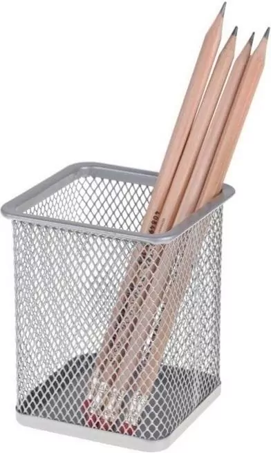 Kubek przybornik kwadratowy, srebrny - tantis.pl