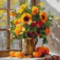 Malowanie po numerach - Jesienny bukiet 40x40cm - tantis.pl