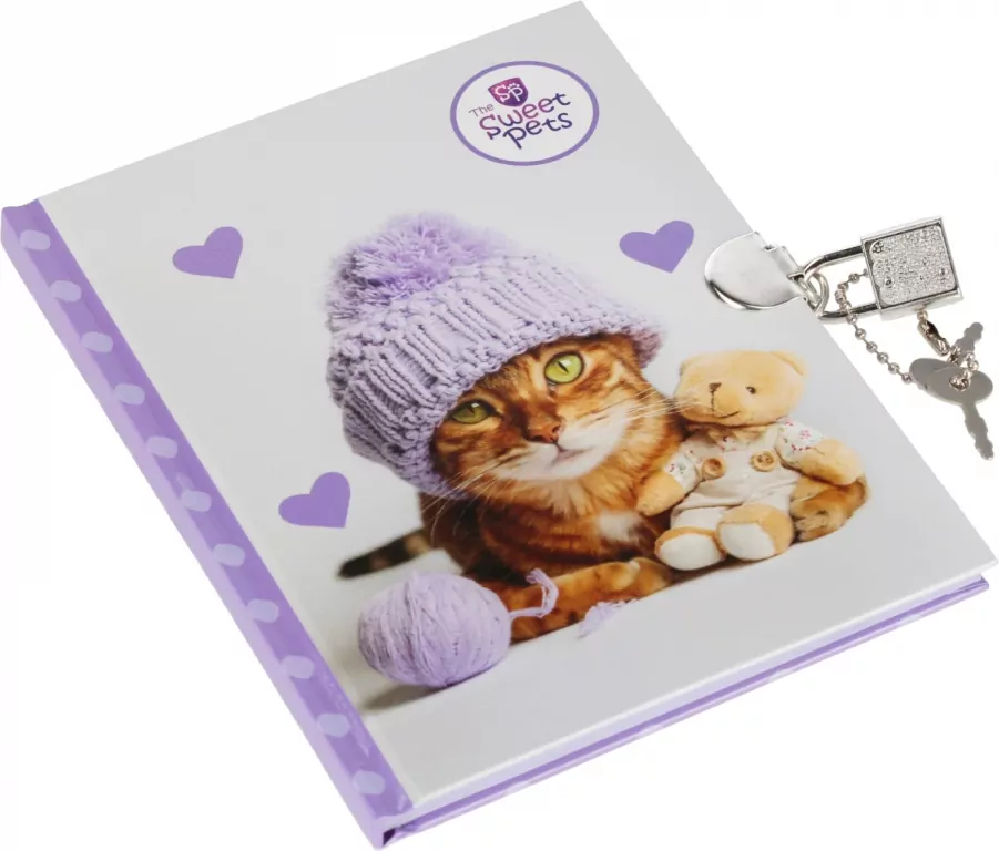 Pamiętnik z zakładką i kłódką. The sweet pets, Kot - tantis.pl