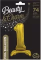 Balon foliowy B&C Cyfra stojąca 1 złota 74cm - tantis.pl