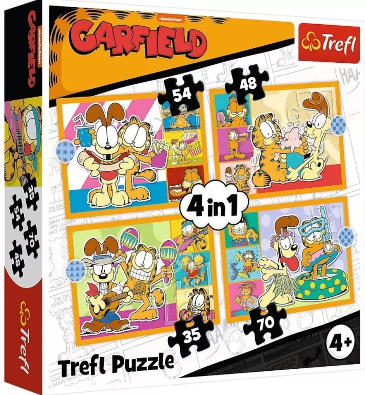 Puzzle 4w1 Garfield kocha lazanię TREFL - tantis.pl