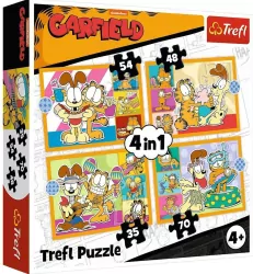 Puzzle 4w1 Garfield kocha lazanię TREFL
