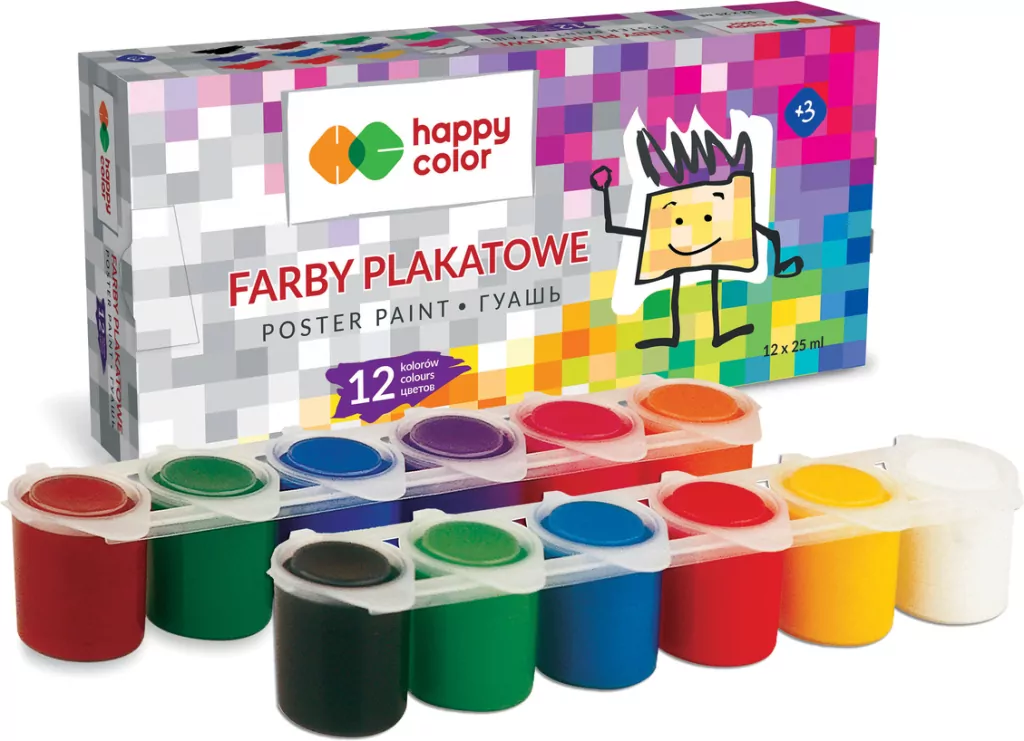 Happy Color. Farba plakatowa. Tempera, 12 kolorów - tantis.pl