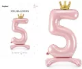 Stojący balon foliowy 5, jasny róż 84cm - tantis.pl