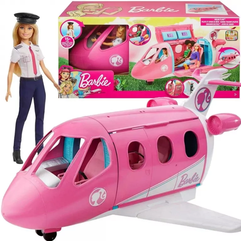Lalka Barbie Pilotka + Samolot - tantis.pl