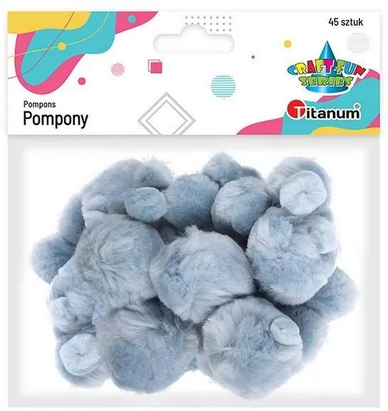 Pompony akrylowe szare mix rozmiarów 45szt - tantis.pl