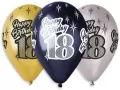 Balony Premium "Happy Birthday 18", metaliczne, 12" / 6szt - tantis.pl