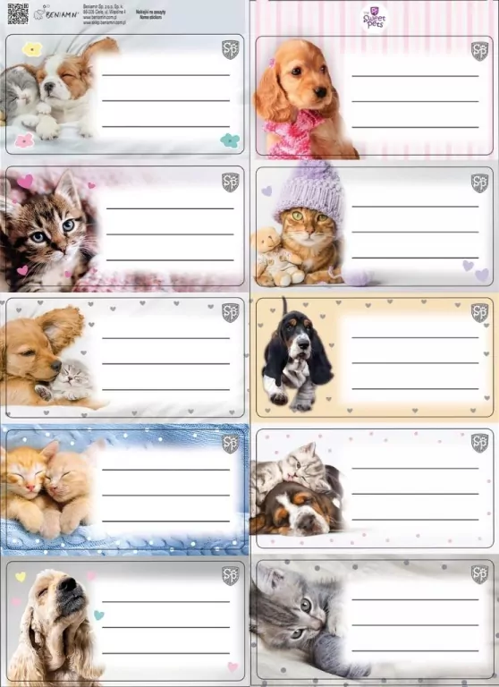 Naklejki na zeszyty pasek The Sweet Pets kids - tantis.pl