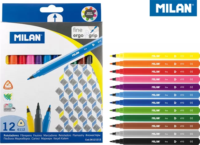 Flamastry trójkątne cienkie 12 kolorów - tantis.pl