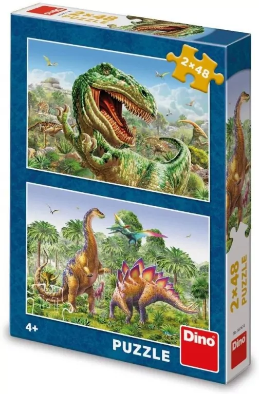Puzzle 2x48 Walczące Dinozaury - tantis.pl