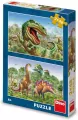 Puzzle 2x48 Walczące Dinozaury - tantis.pl