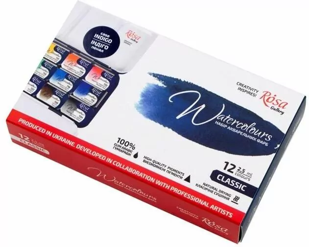 Farby akwarelowe w kostkach Classic 12 kolorów - tantis.pl