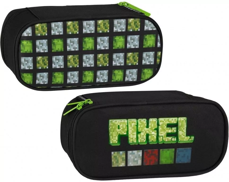 Piórnik saszetka 1 zamek Pixel zielony - tantis.pl