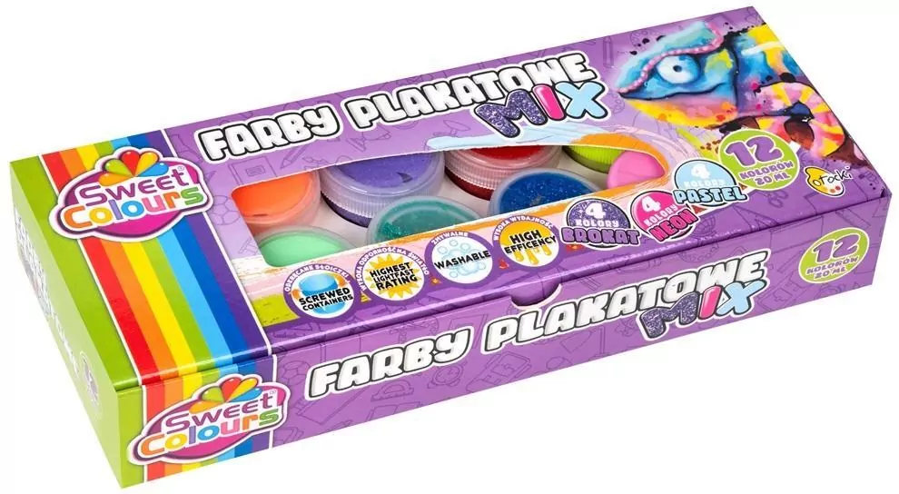 Farby plakatowe 12 kolorów - tantis.pl