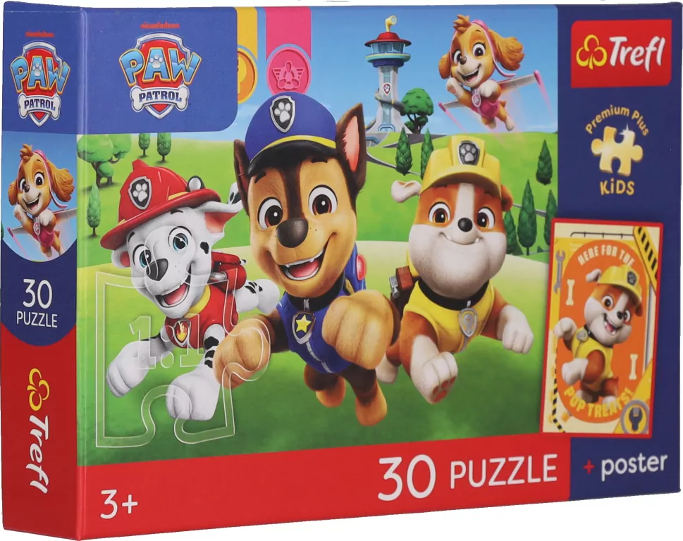 Puzzle 30 Psi Patrol Psiaki w drodze+plakat TREFL - tantis.pl