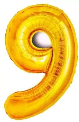 Balon foliowy złoty cyfra 9, wys.81 cm  BCF-955-9 - tantis.pl