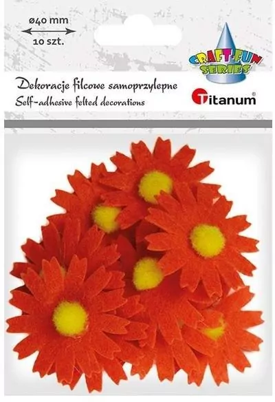 Filcowe dekoracje 3D kwiaty pomarańczowe 10szt - tantis.pl