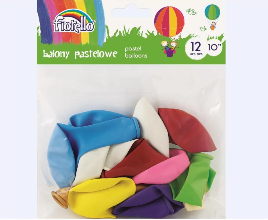 Fiorello. Balony Pastel. Mix, 12 sztuk - tantis.pl