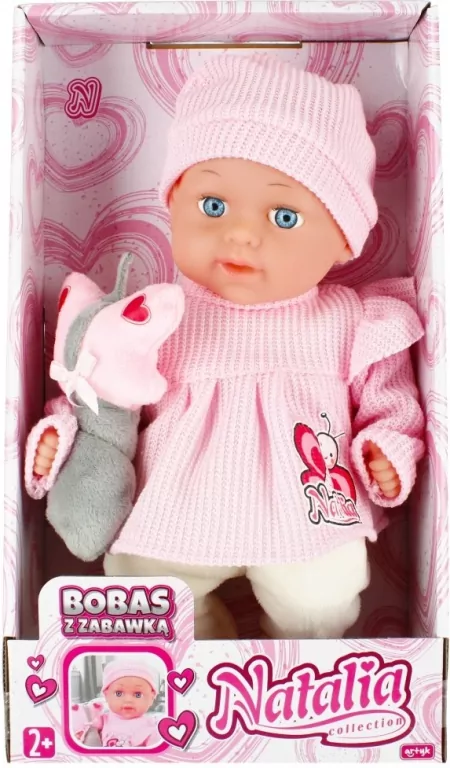 Lalka Natalia bobas z zabawką 33 cm - tantis.pl