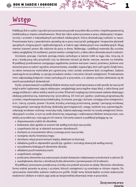 Rok w sadzie i ogrodzie. Materiały dla uczniów.. - tantis.pl