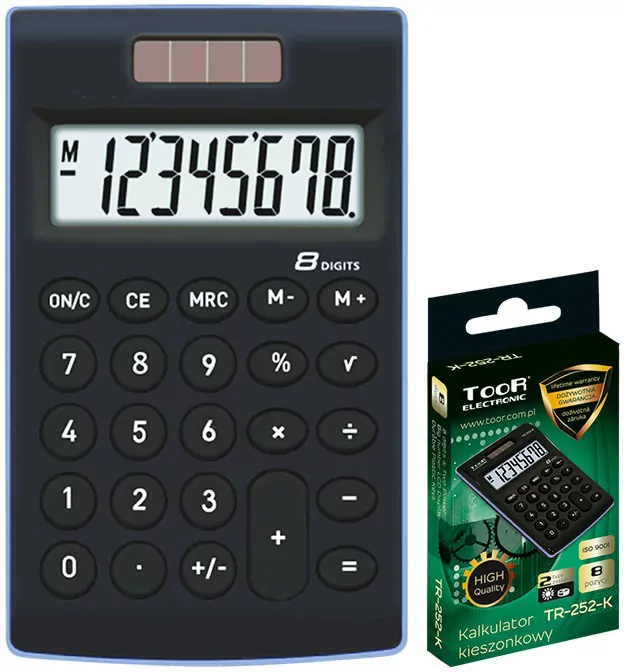 Kalkulator kieszonkowy 8-pozycyjny TR-252-K TOOR - tantis.pl