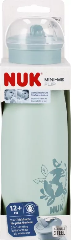 NUK. Mini-Me . Kubek ze słomką. 500ml. 12 miesięcy. Zielona - tantis.pl